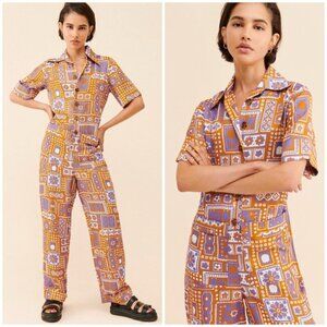 Antik Batik x Free People Honoka Chestnut Printed Jumpsuit $325 Womens XS